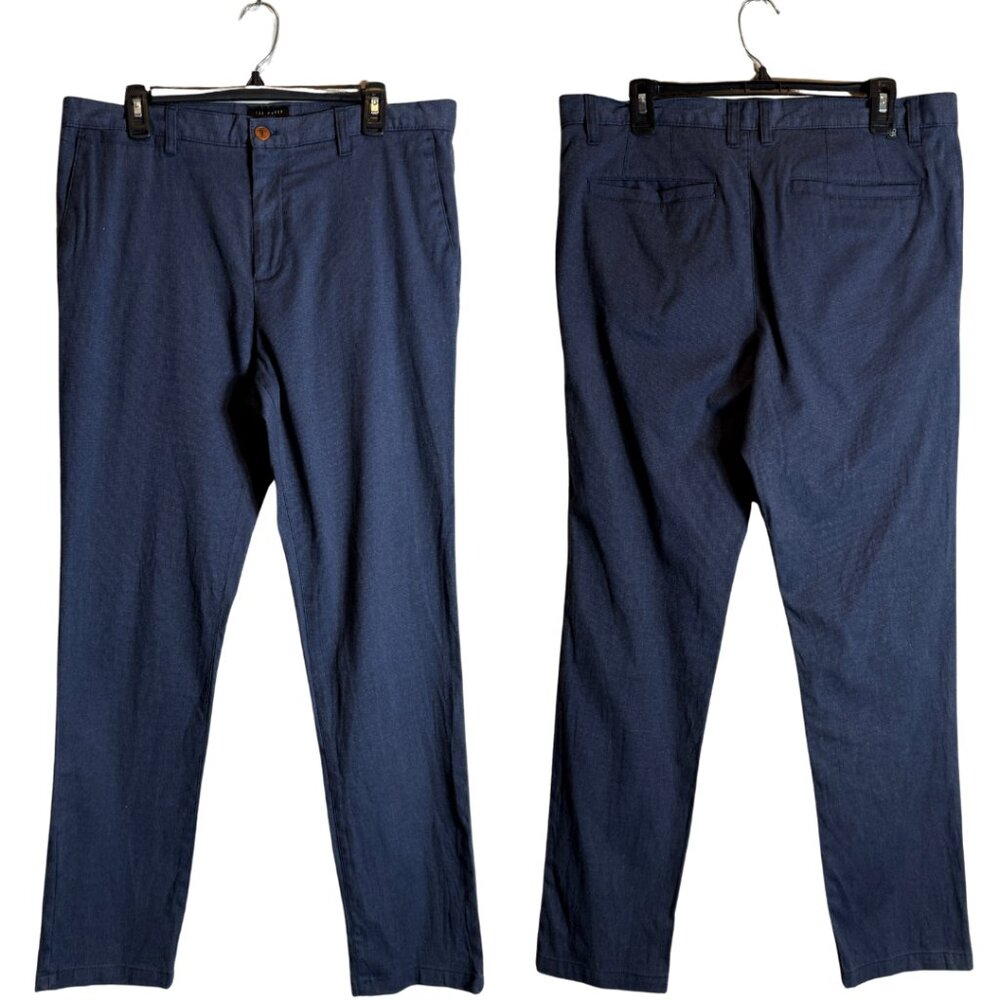 Ted Baker Chino Trouser Dress Pants Men's 34R Blue Preppy Minimalist Formal Work